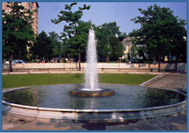 "The fountain in Gates Circle makes it easy to locate AIDS Family Services.." 